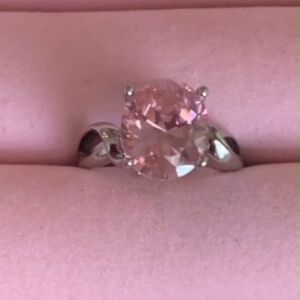 Sterling Silver CZ Ring with Brilliant Pink Stone